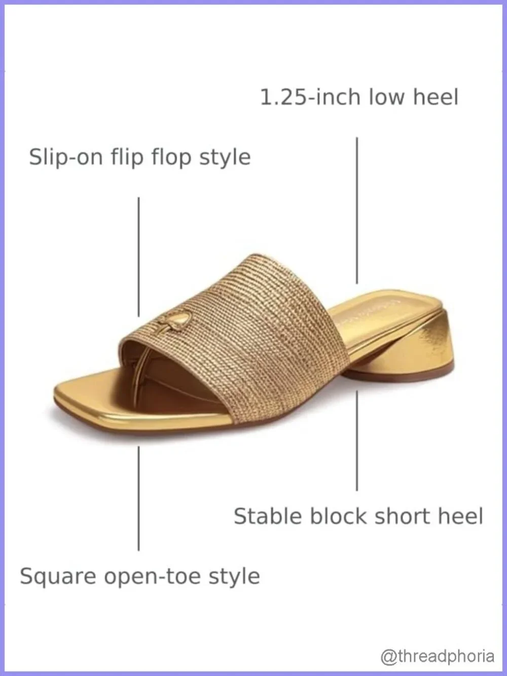 Square Open Toe Kitten Heel Slide Sandals Mules for Women 1.25
